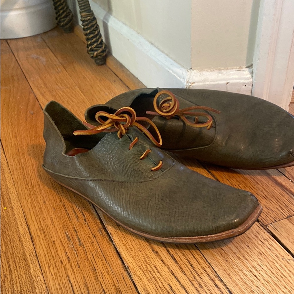 Men's Green Leather Shoes CYDWOQ s. 43
